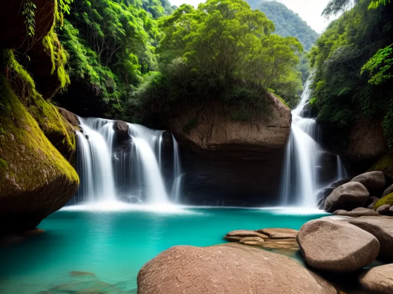 cachoeira rodeada por natureza exuberante