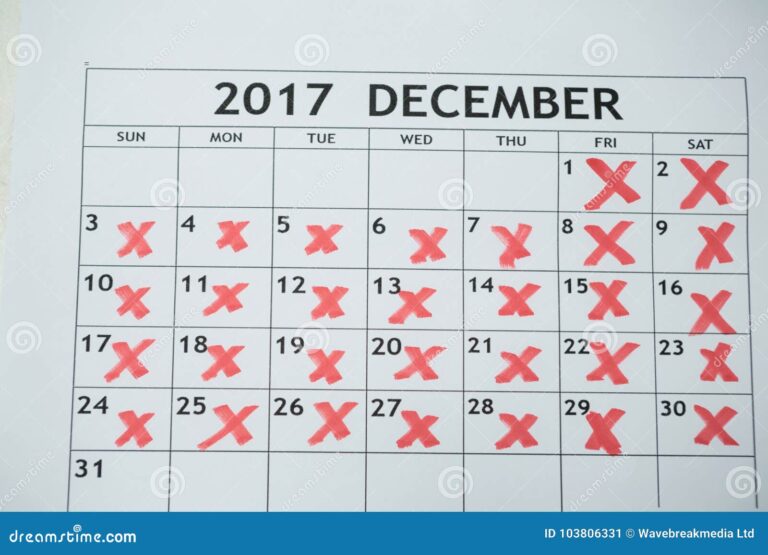 calendario com dias marcados em destaque