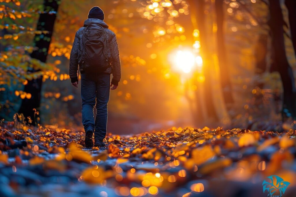 caminho solitario na natureza ao por do sol