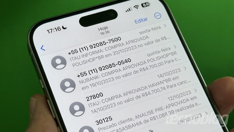 celular enviando mensagem sms com numero