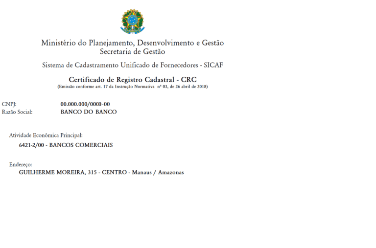 certificado de registro do crc em destaque