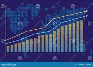 grafico de crescimento financeiro em fundo azul