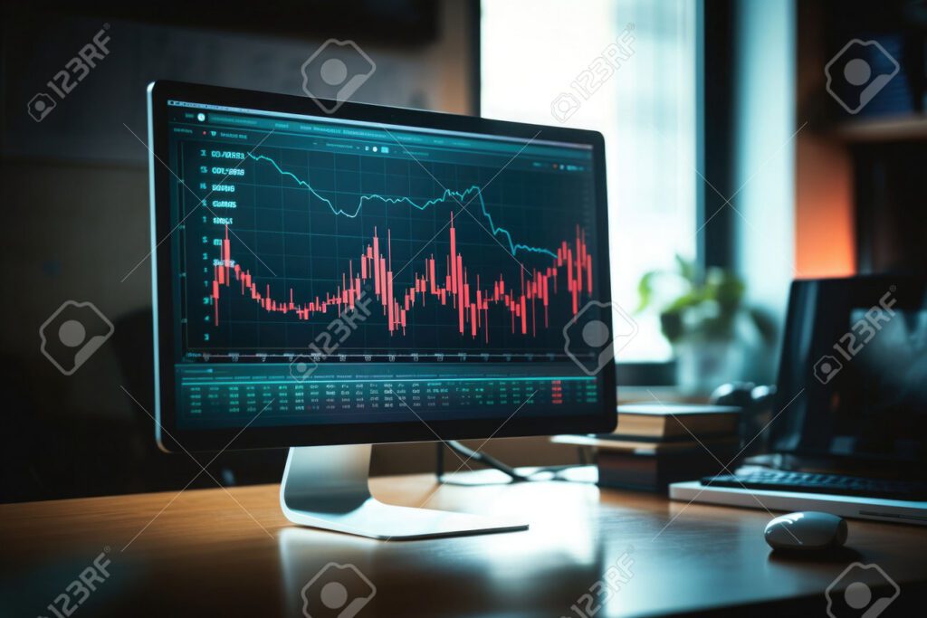 grafico de dados em uma tela de computador