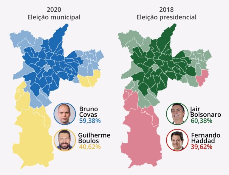 mapa de sao paulo com resultados eleitorais