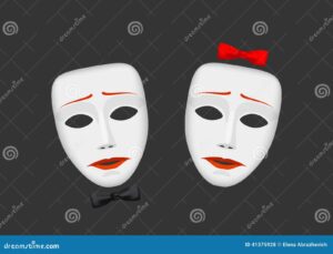 mascaras em rostos representando duplicidade