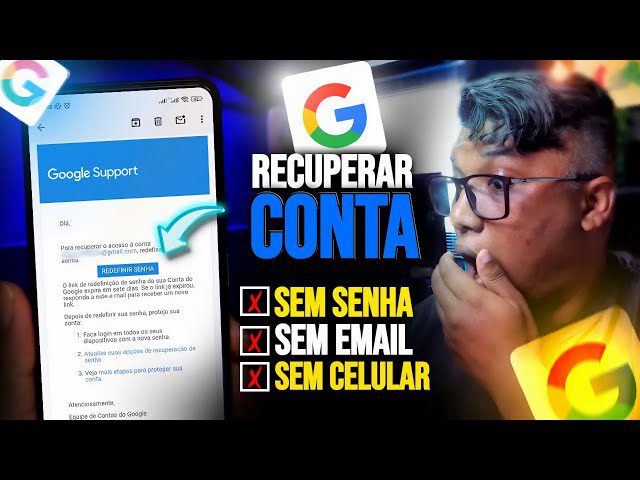 Qual é a ação necessária para recuperar minha conta do Google