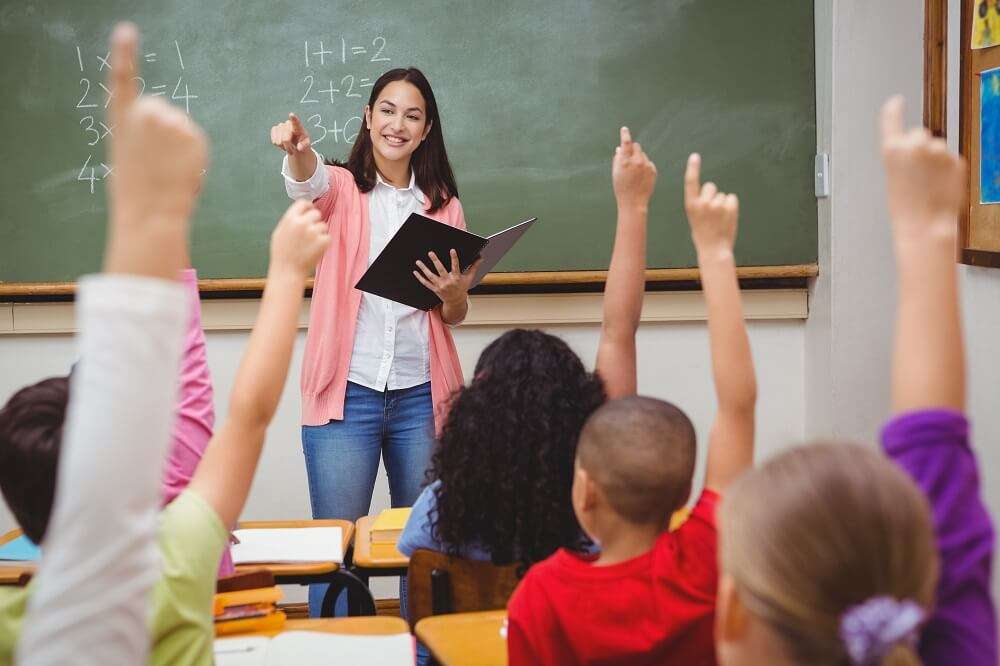 professora em sala de aula com alunos 1